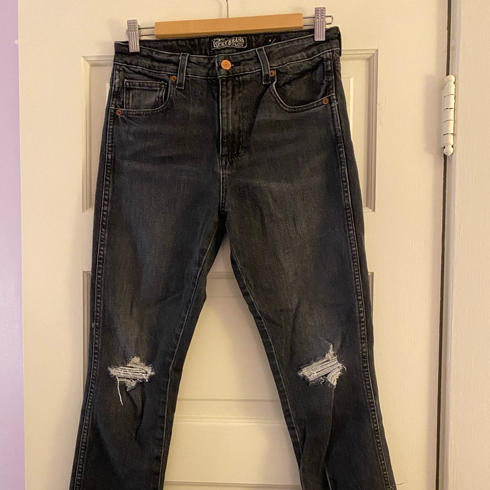 Lucky Brand distressed straight black jeans